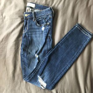A&F Distressed Medium Wash Skinny Jeans